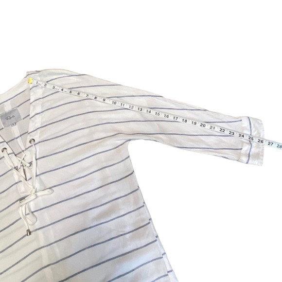Rails Lily Positano Stripe Linen Blend Tie Front Shirt Nautical Stripe XS - Picture 9 of 10